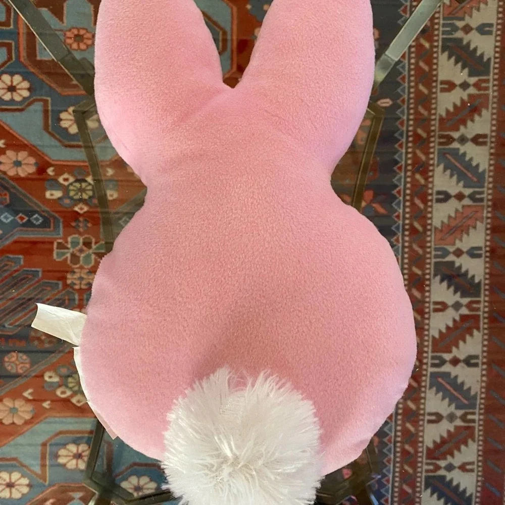 Ganz Pink & White Plush Bunny Pillow 8”x13” Cute & Clean!‎